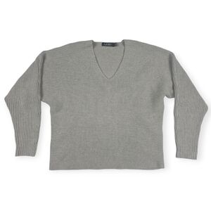 Lauren Ralph Lauren Rib-Knit Dolman-Sleeve Sweater Women's Large Gray